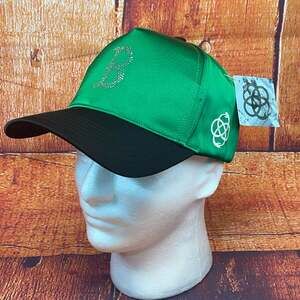 Reference Oak Crystals Boston Redsox Green Satin Black Mamba SnapBack Hat NWT